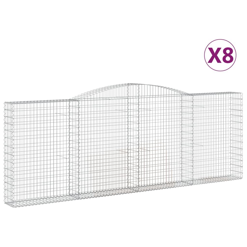 Coșuri gabion arcuite 8 buc, 400x30x140/160 cm, fier galvanizat GartenMobel Dekor