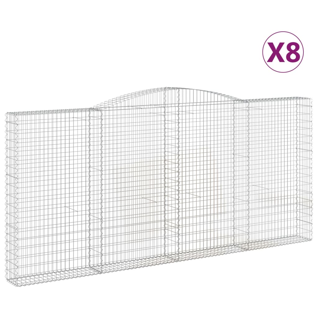 Coșuri gabion arcuite 8 buc, 400x30x180/200 cm, fier galvanizat GartenMobel Dekor