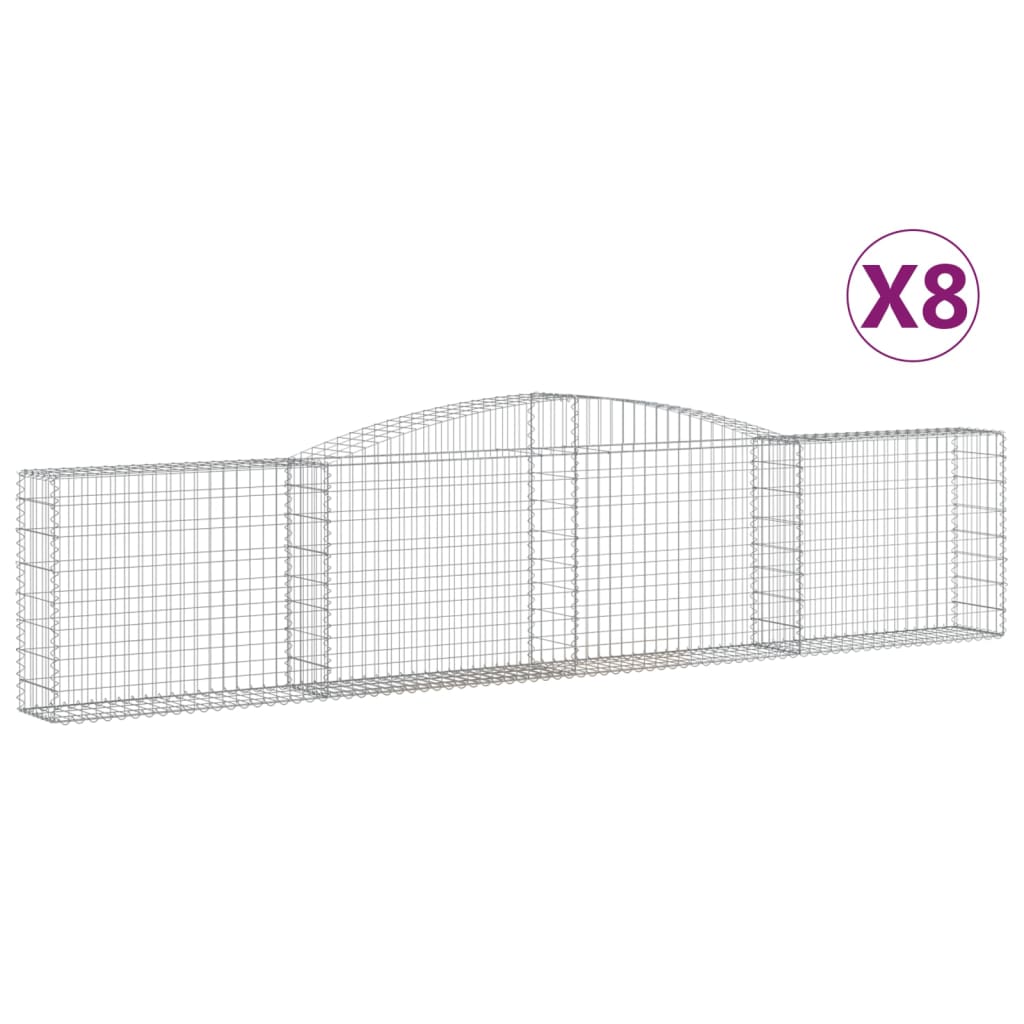 Coșuri gabion arcuite 8 buc, 400x30x80/100 cm, fier galvanizat GartenMobel Dekor