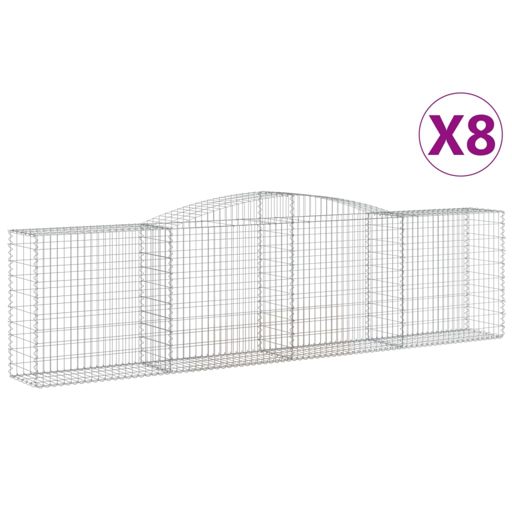 Coșuri gabion arcuite 8 buc, 400x50x100/120 cm fier galvanizat GartenMobel Dekor