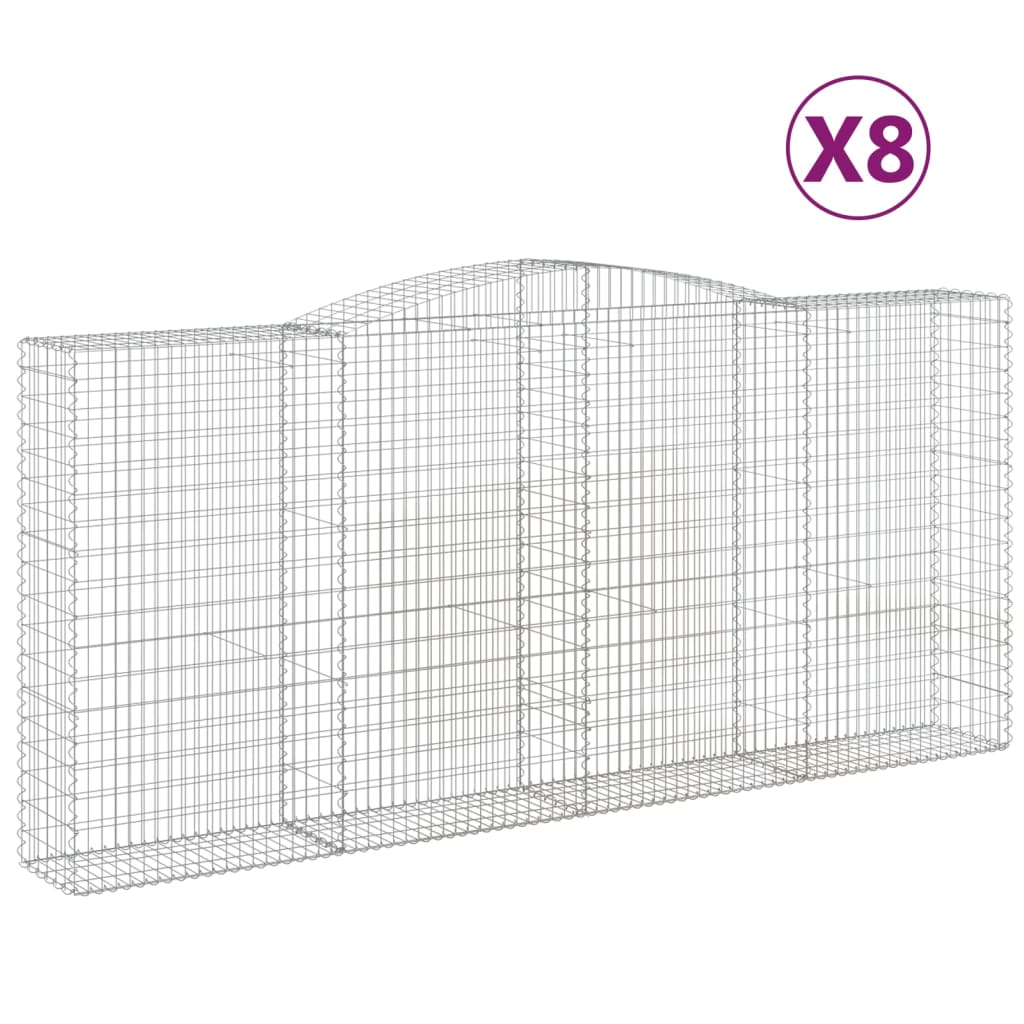 Coșuri gabion arcuite 8 buc, 400x50x180/200 cm, fier galvanizat GartenMobel Dekor