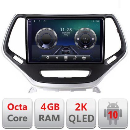 Navigatie Jeep Cherokee 2014-2019 Manual C-248 Android Octa Core Ecran 2K QLED GPS 4G 4+32GB 360 KIT-248+EDT-E410-2K CarStore Technology