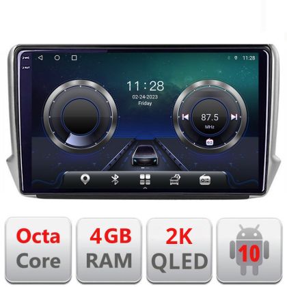 Navigatie Peugeot 208 2008 C-PSA Android Octa Core Ecran 2K QLED GPS 4G 4+32GB 360 KIT-PSA+EDT-E410-2K CarStore Technology