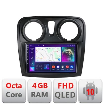 Navigatie Dacia Sandero Logan Lodgy 2012-2020 B-sandero Android Ecran QLED octa core 4+64 carplay android auto kit-sandero+EDT-E309V3 CarStore Technology