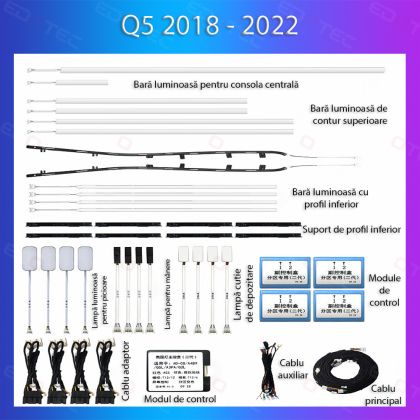 Lumini ambientale Audi Q5 2018-2022 set complet control telefon sau sistem original CarStore Technology