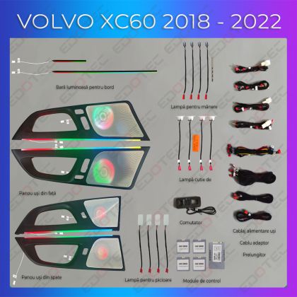 Lumini ambientale Volvo XC60 2018-2022 set complet control telefon sau sistem original CarStore Technology