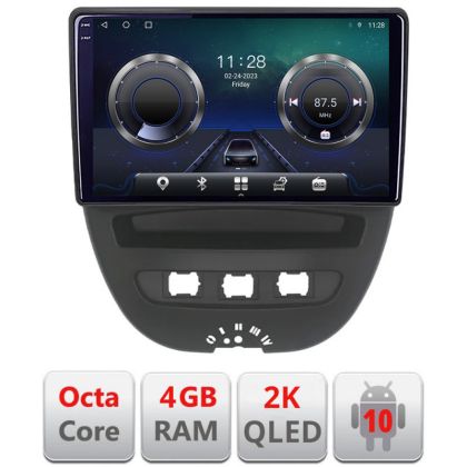 Navigatie Citroen C1 Peugeot 107 Toyota Aygo 2005-2014 Android ecran Qled 2K Octa core 4+32 KIT-C1+EDT-E410-2K CarStore Technology