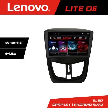 Navigatie Peugeot 207 Lenovo Kit-PE01 8 core 6+128 GB Android Waze USB Navigatie Internet Youtube Radio CarStore Technology