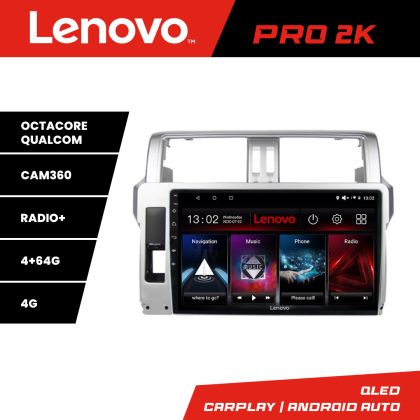 Navigatie Toyota Landcruiser J150 Prado 2014-2017 Lenovo Kit-065 8 core QLED 2K 4+64 360 Android Waze USB Navigatie Internet Youtube Radio CarStore Technology