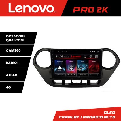 Navigatie Hyundai I10 2013-2019 Lenovo Kit-HY38 8 core QLED 2K 4+64 360 Android Waze USB Navigatie Internet Youtube Radio CarStore Technology