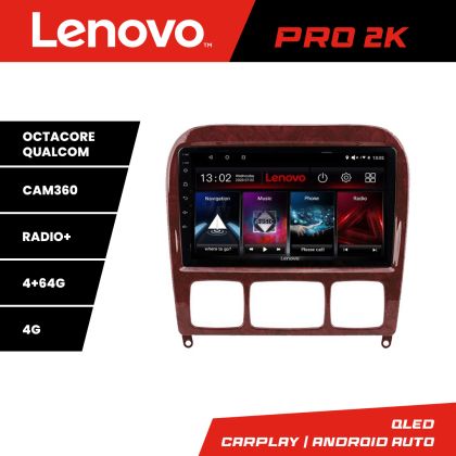 Navigatie Mercedes Clasa S 1998-2005 Lenovo Kit-220 8 core QLED 2K 4+64 360 Android Waze USB Navigatie Internet Youtube Radio CarStore Technology