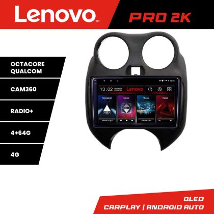Navigatie Nissan Micra 2010-2014 Android radio gps internet 8 core QLED 2K 4+64 360 Lenovo CarStore Technology