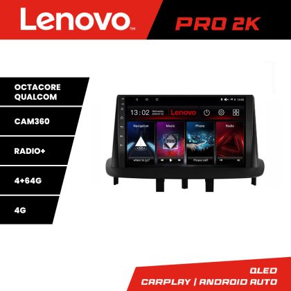Navigatie Renault Megane 3 Lenovo Kit-145 8 core QLED 2K 4+64 360 Android Waze USB Navigatie Internet Youtube Radio CarStore Technology