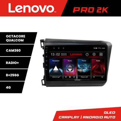 Navigatie Honda Civic 2012-2015 Lenovo Kit-132 8 core QLED 2K 8+256 360 Android Waze USB Navigatie Internet Youtube Radio CarStore Technology
