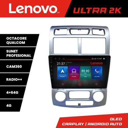 Navigatie Kia Sportage 2005-2007 Lenovo Kit-0023 8 core QLED Qualcomm 4+64 360 Android Waze USB Navigatie Internet Youtube Radio CarStore Technology