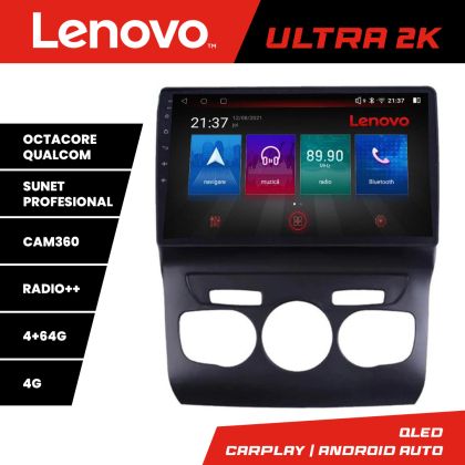 Navigatie Citroen C4 2011-2016 Quad Core Lenovo Kit-241 8 core QLED Qualcomm 4+64 360 Android Waze USB Navigatie Internet Youtube Radio CarStore Technology
