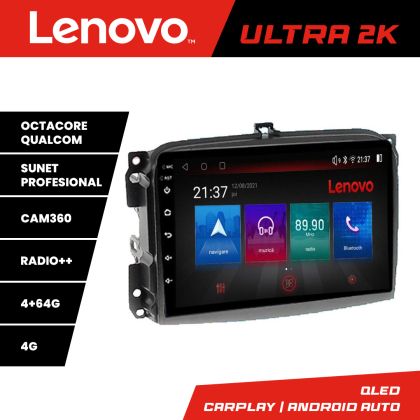 Navigatie Fiat 500L 2012-2017 Lenovo Kit-500L 8 core QLED Qualcomm 4+64 360 Android Waze USB Navigatie Internet Youtube Radio CarStore Technology
