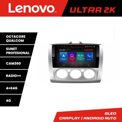 Navigatie Ford Focus 2 Manual Lenovo Kit-140-manual 8 core QLED Qualcomm 4+64 360 Android Waze USB Navigatie Internet Youtube Radio CarStore Technology
