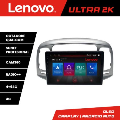 Navigatie Hyundai Accent 2006-2012 Lenovo Kit-ACCENT 8 core QLED Qualcomm 4+64 360 Android Waze USB Navigatie Internet Youtube Radio CarStore Technology