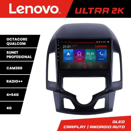 Navigatie Hyundai I30 2009-2012 clima automata Lenovo Kit-I30AUTOMATIC 8 core QLED Qualcomm 4+64 360 Android Waze USB Navigatie Internet Youtube Rad CarStore Technology