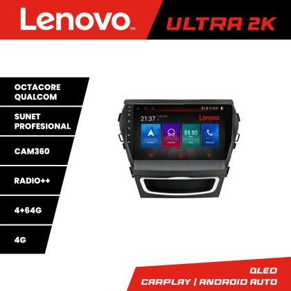 Navigatie Hyundai Santa Fe IX45 2012-2017 Lenovo Kit-209 8 core QLED Qualcomm 4+64 360 Android Waze USB Navigatie Internet Youtube Radio CarStore Technology