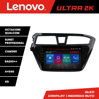 Navigatie Hyundai i20 2015-2018 Lenovo Kit-517 8 core QLED Qualcomm 4+64 360 Android Waze USB Navigatie Internet Youtube Radio CarStore Technology