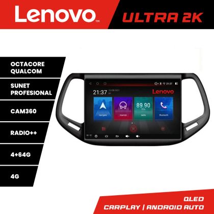 Navigatie Jeep Compass 2017 Lenovo Kit-739 8 core QLED Qualcomm 4+64 360 Android Waze USB Navigatie Internet Youtube Radio CarStore Technology