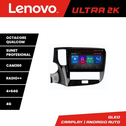 Navigatie Mitsubishi Oultander 2020- Lenovo Kit-1230-20 8 core QLED Qualcomm 4+64 360 Android Waze USB Navigatie Internet Youtube Radio CarStore Technology