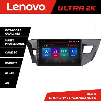 Navigatie Toyota Corolla 2013-2017 Lenovo Kit-470 8 core QLED Qualcomm 4+64 360 Android Waze USB Navigatie Internet Youtube Radio CarStore Technology