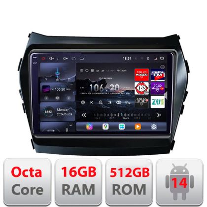 Navigatie Hyundai Santa Fe IX45 2012-2017 Edotec Kit-209 8 core QLED 2K 16+512 360 Android Waze USB Navigatie Internet Youtube Radio CarStore Technology