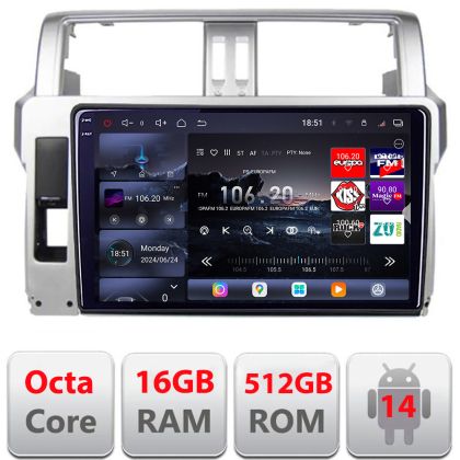 Navigatie Toyota Landcruiser J150 Prado 2014-2017 Edotec Kit-065 8 core QLED 2K 16+512 360 Android Waze USB Navigatie Internet Youtube Radio CarStore Technology