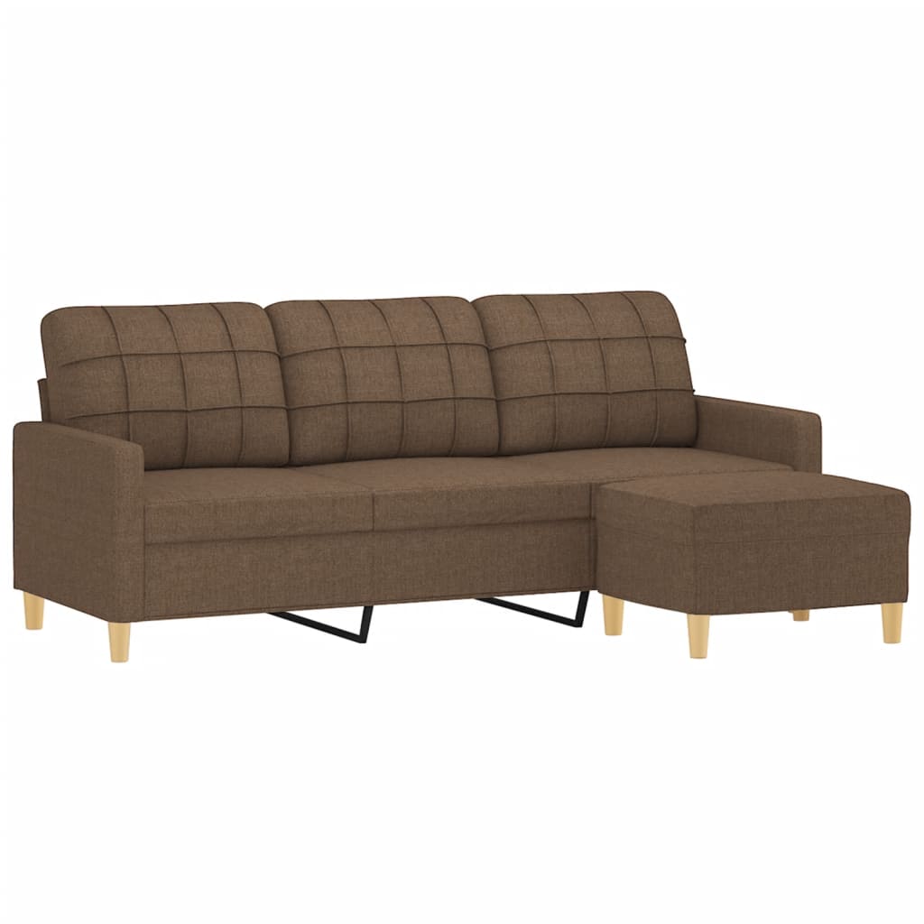 Canapea cu 3 locuri cu taburet, maro, 180 cm, material textil GartenMobel Dekor