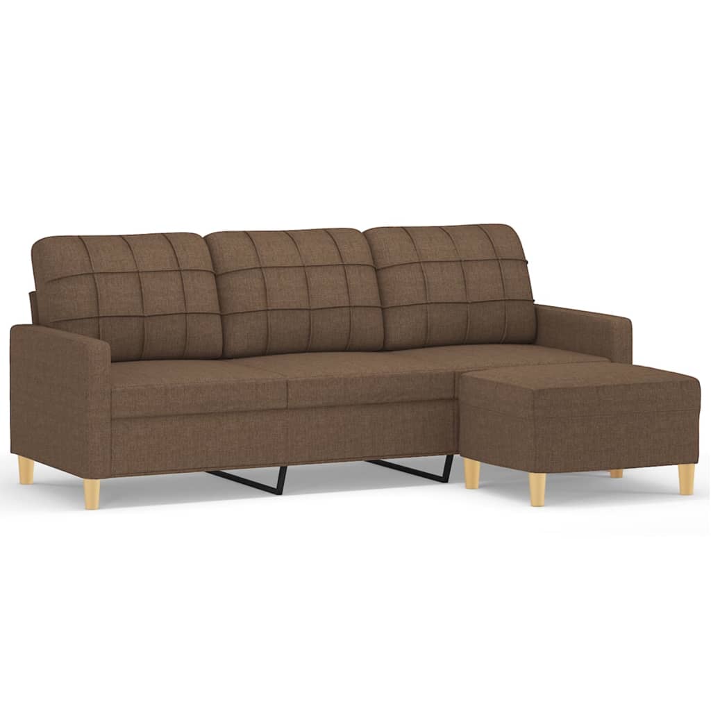 Canapea cu 3 locuri cu taburet, maro, 180 cm, material textil GartenMobel Dekor