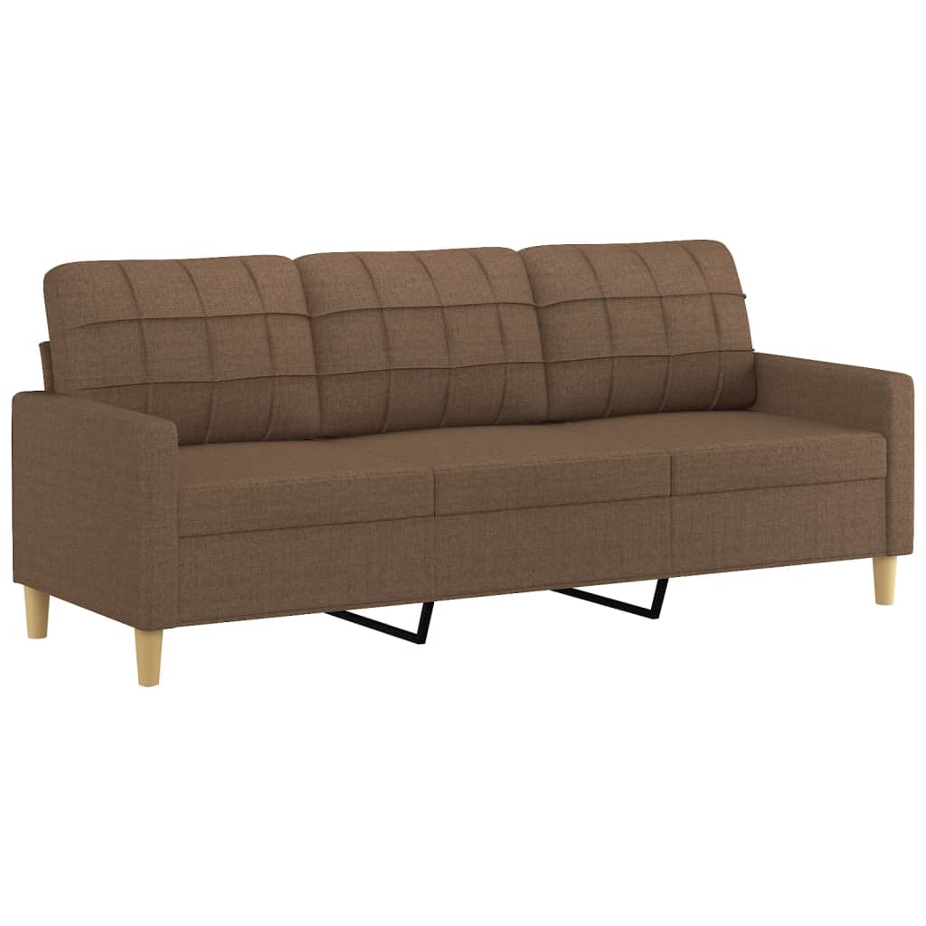 Canapea cu 3 locuri cu taburet, maro, 180 cm, material textil GartenMobel Dekor