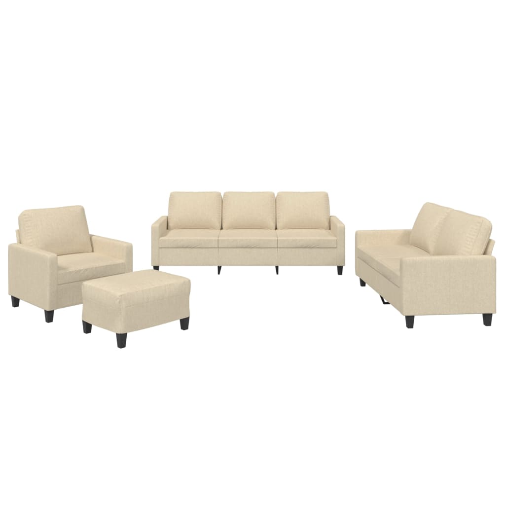 Set de canapele cu perne, 4 piese, crem, textil GartenMobel Dekor