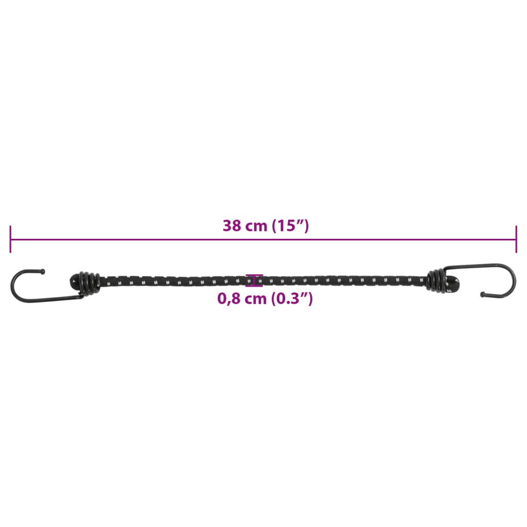 Corzi elastice cu benzi reflectorizante/cârlige 10 buc. 38 cm GartenMobel Dekor