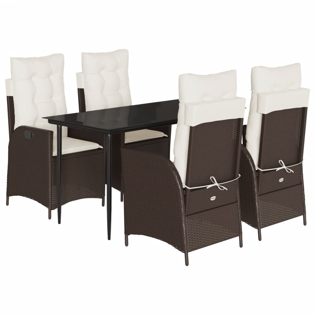 Set mobilier de grădină, 5 piese, cu perne, maro, poliratan GartenMobel Dekor