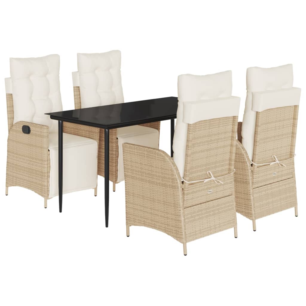Set mobilier de grădină cu perne, 5 piese, bej, poliratan GartenMobel Dekor