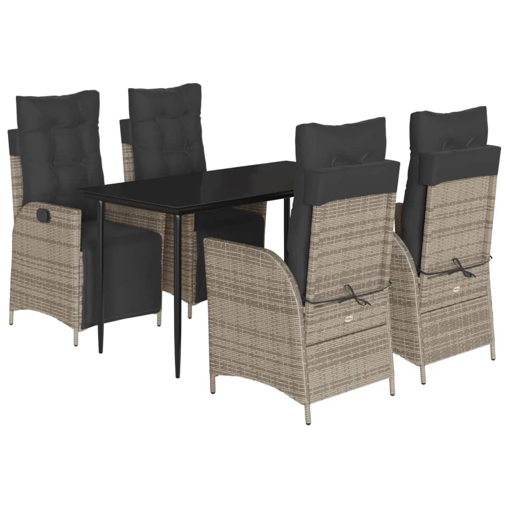 Set mobilier de grădină cu perne, 5 piese, gri, poliratan GartenMobel Dekor