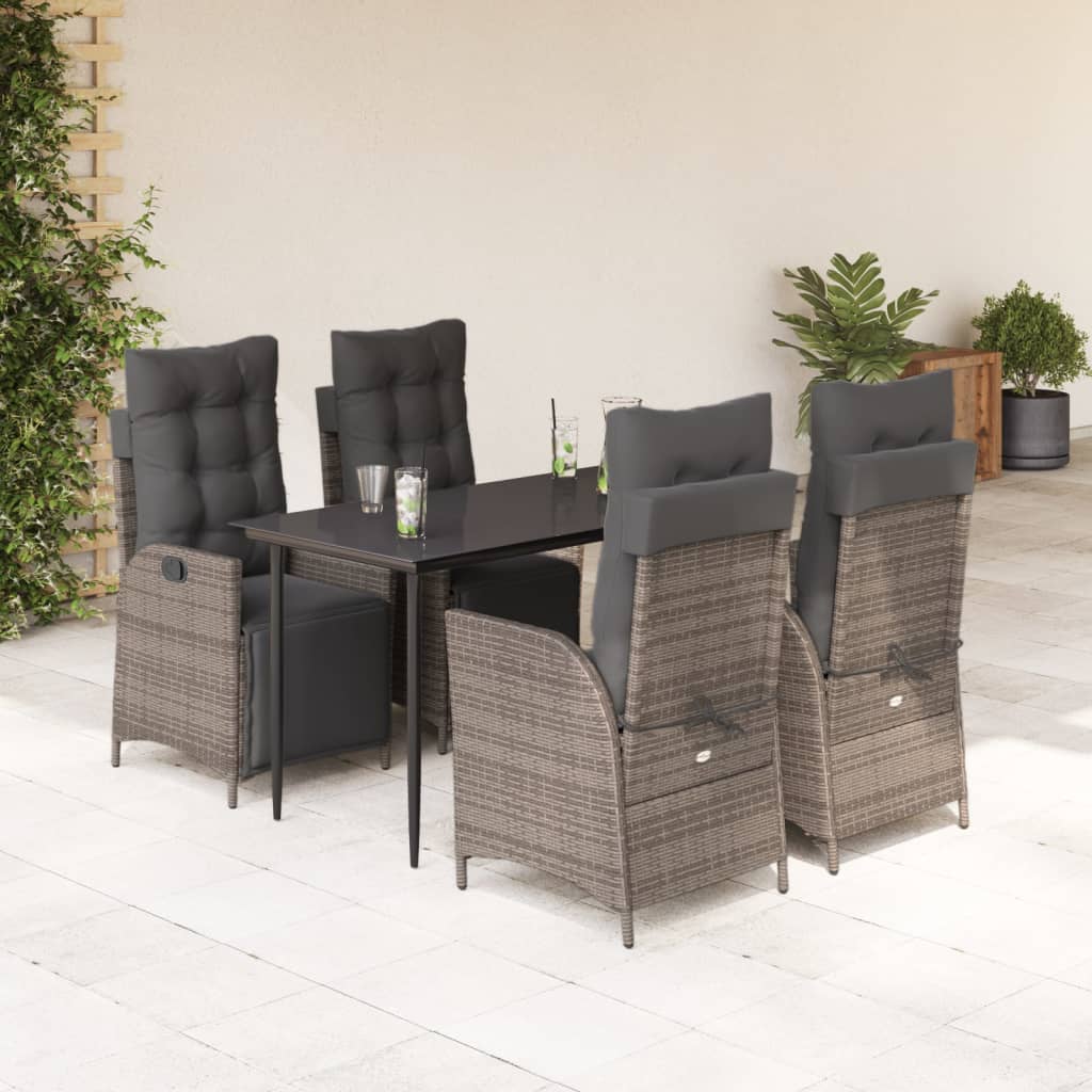 Set mobilier de grădină cu perne, 5 piese, gri, poliratan GartenMobel Dekor