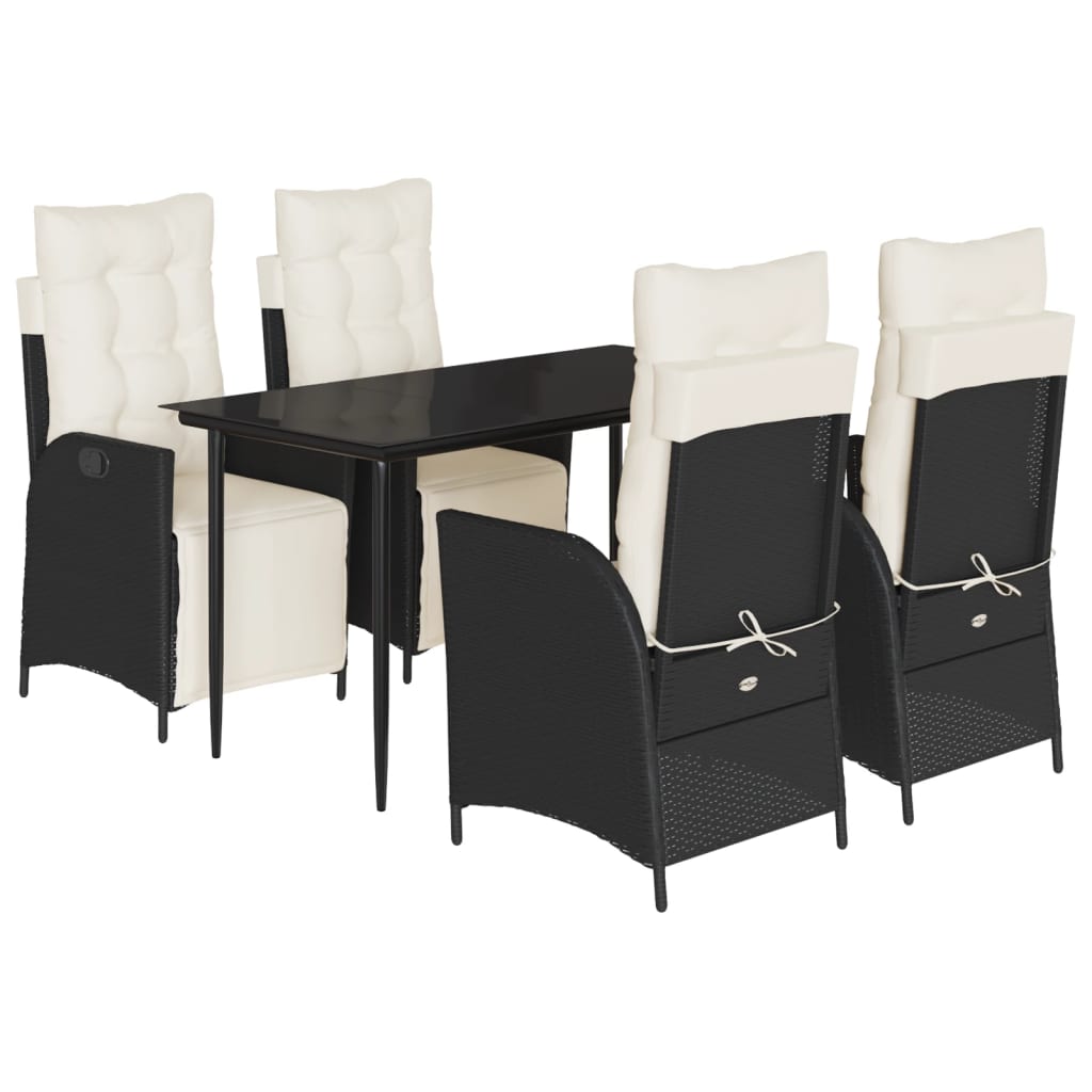 Set mobilier de grădină cu perne, 5 piese, negru, poliratan GartenMobel Dekor