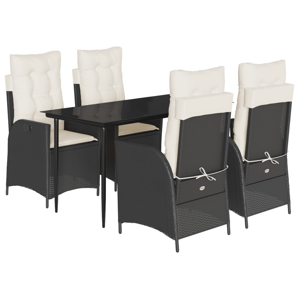 Set mobilier de grădină cu perne, 5 piese, negru, poliratan GartenMobel Dekor