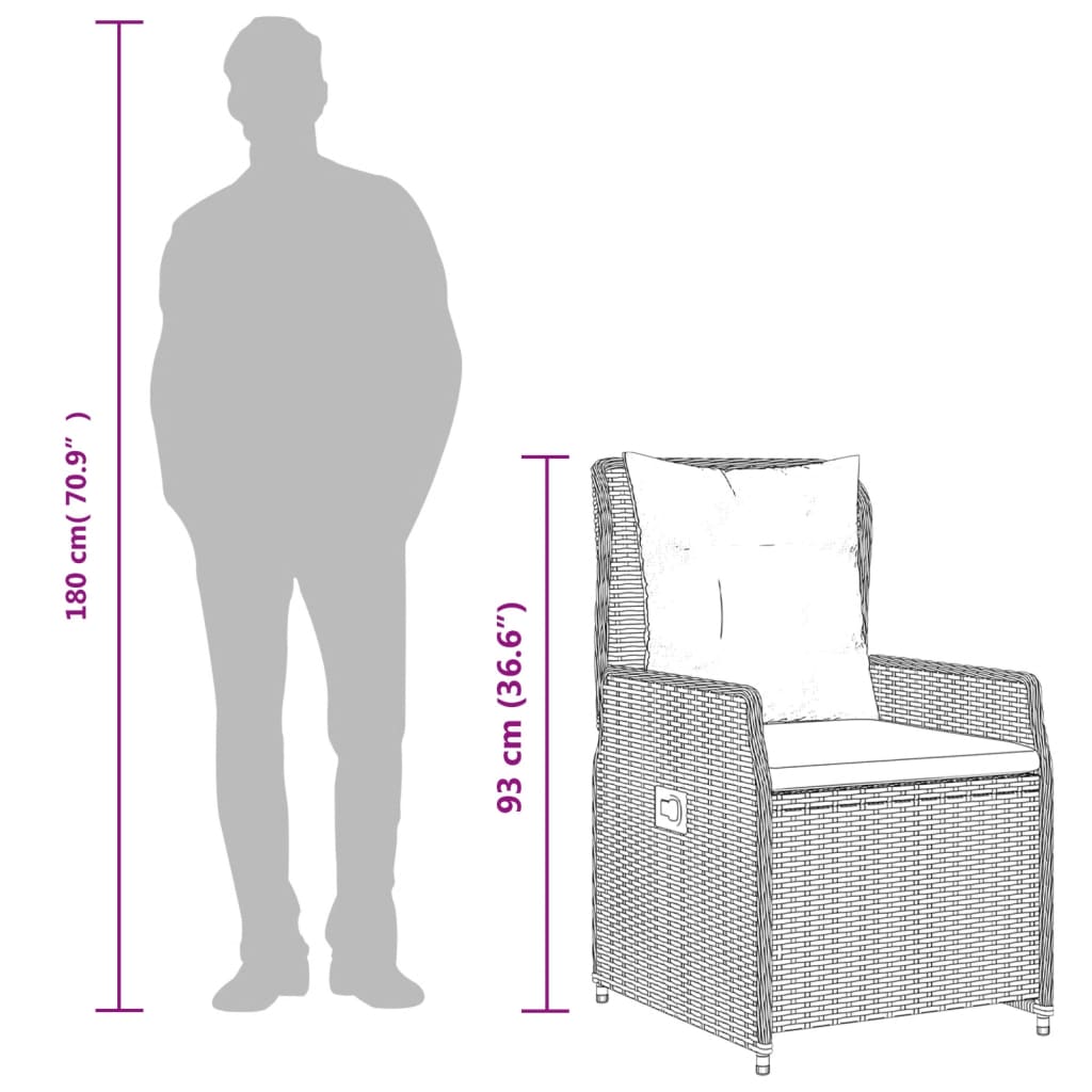 Set mobilier de grădină cu perne, 7 piese, gri, poliratan GartenMobel Dekor