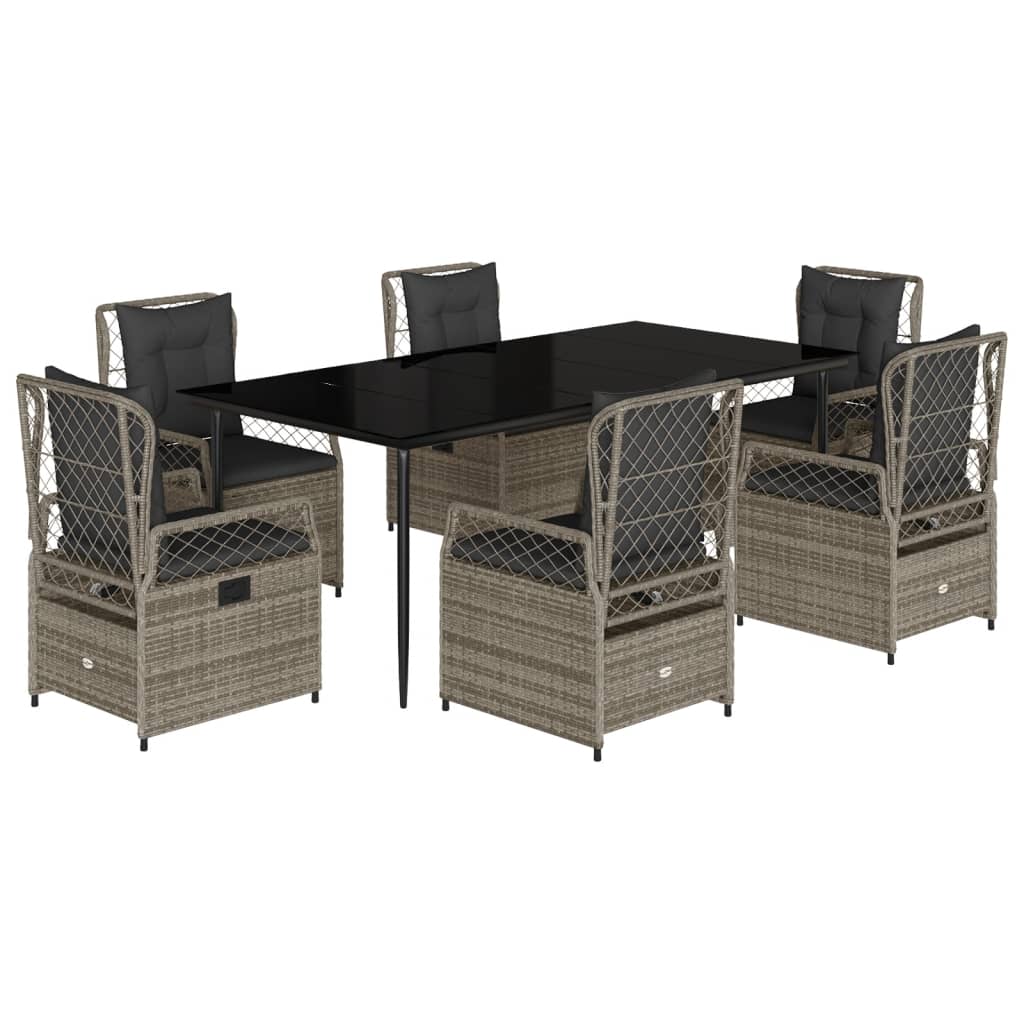 Set mobilier de grădină cu perne, 7 piese, gri, poliratan GartenMobel Dekor