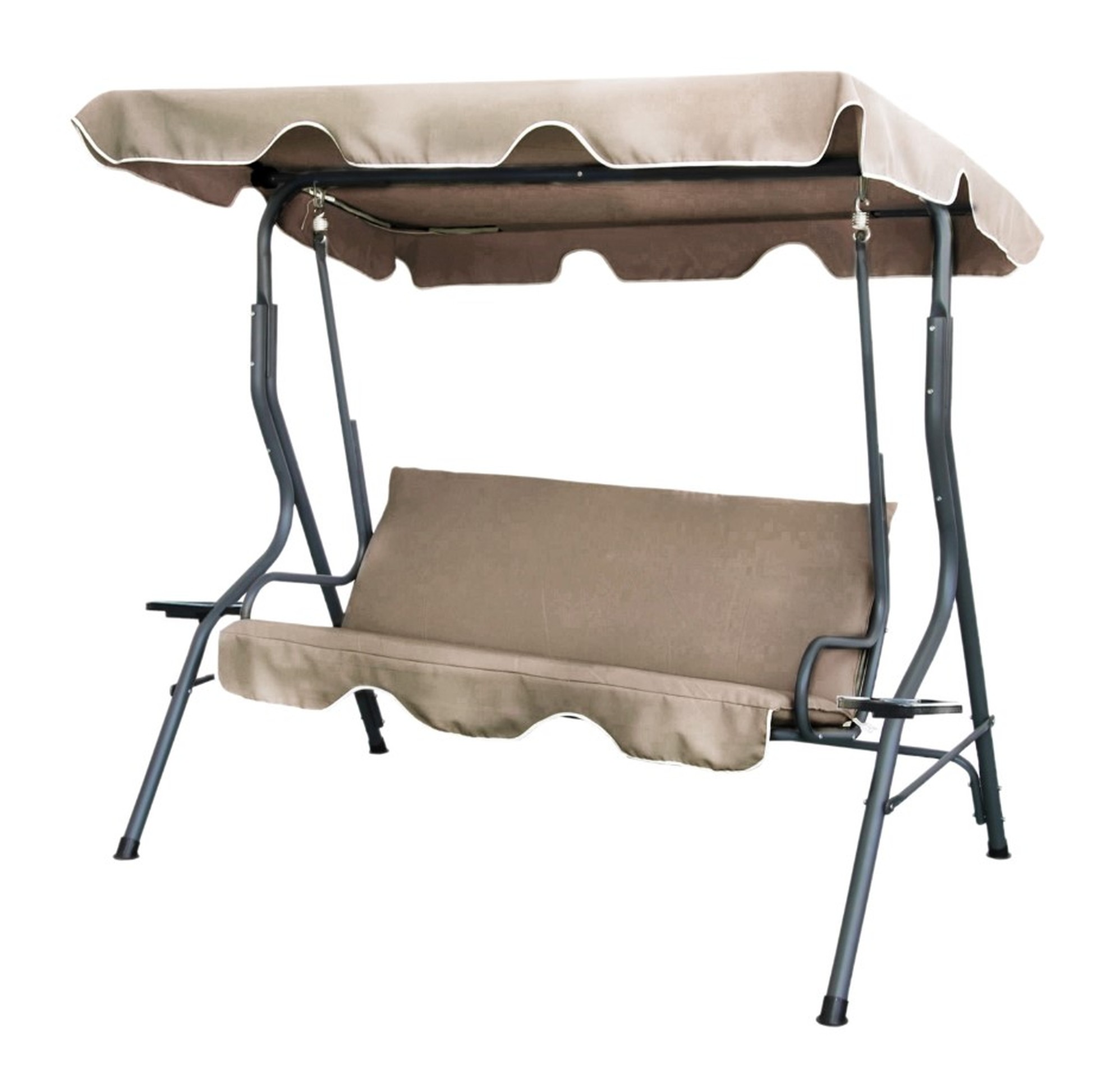 Balansoar de grădină - 170 x 110 x 153 cm - bej închis - cu suport pentru pahare Best CarHome