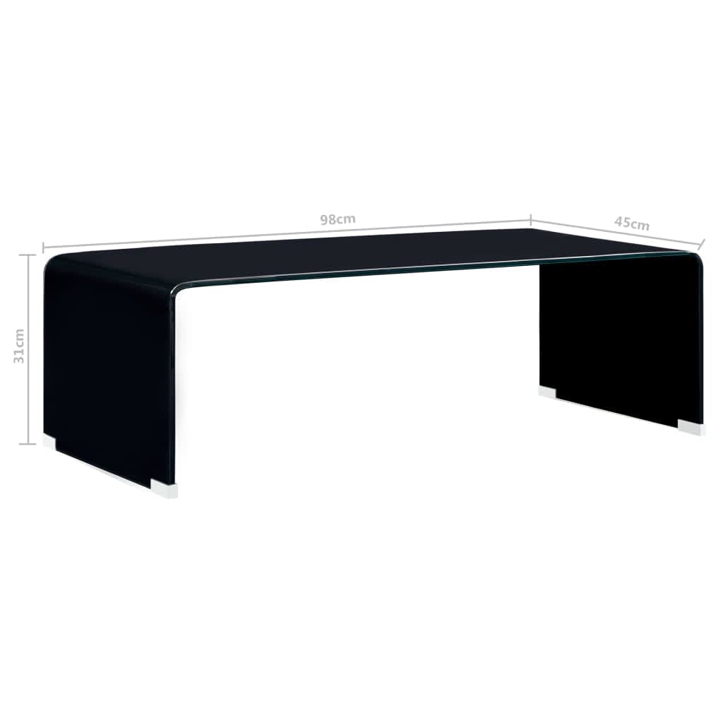 Măsuță de cafea, negru, 98x45x31 cm, sticlă securizată  GartenMobel Dekor