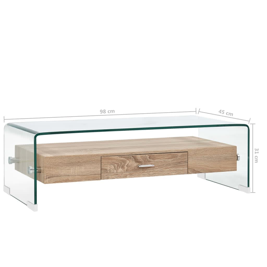 Măsuță de cafea, transparent, 98x45x31 cm, sticlă securizată GartenMobel Dekor