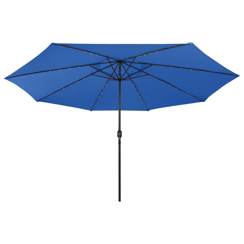 Umbrelă de soare de grădină cu LED-uri, albastru azuriu, 400 cm GartenMobel Dekor