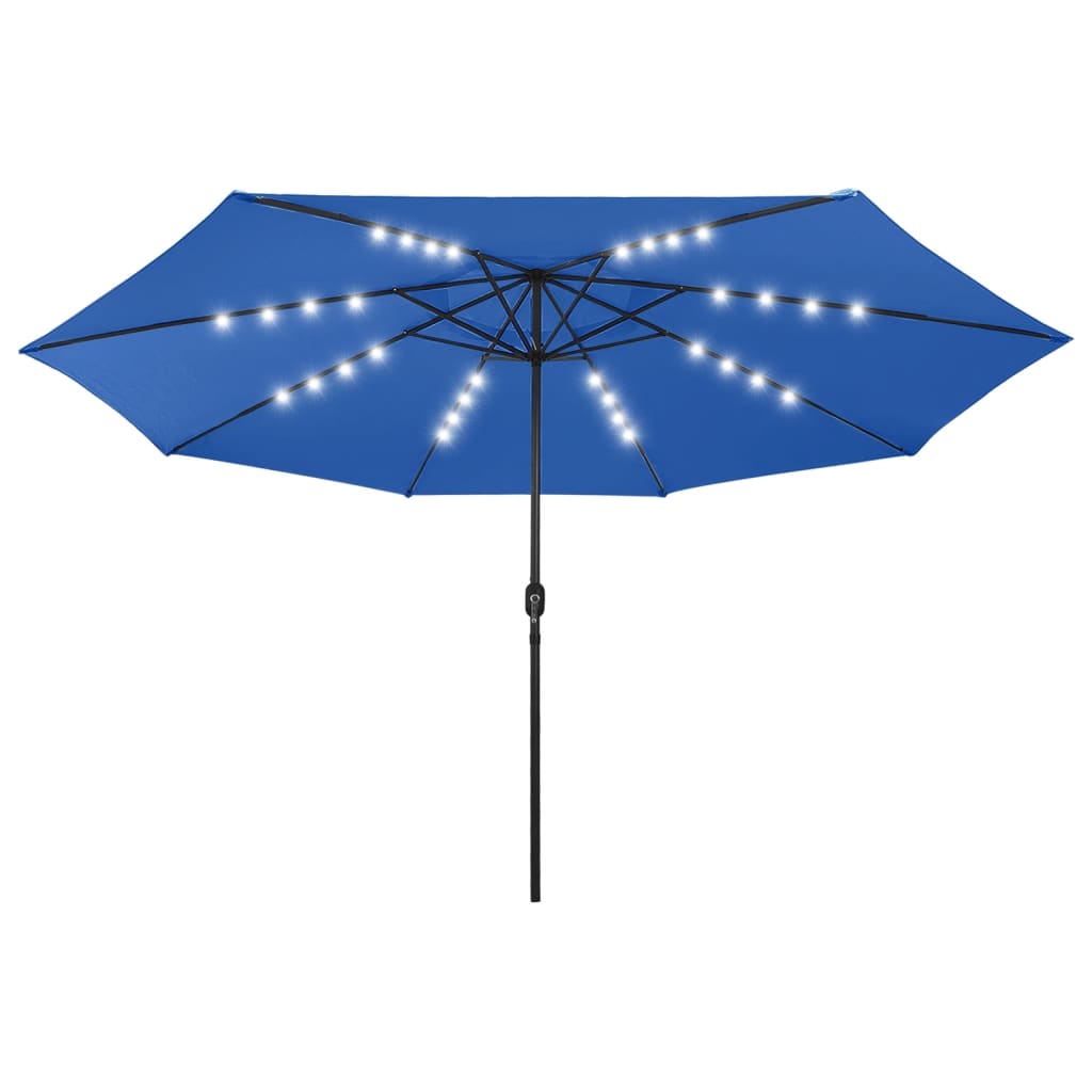 Umbrelă de soare de grădină cu LED-uri, albastru azuriu, 400 cm GartenMobel Dekor