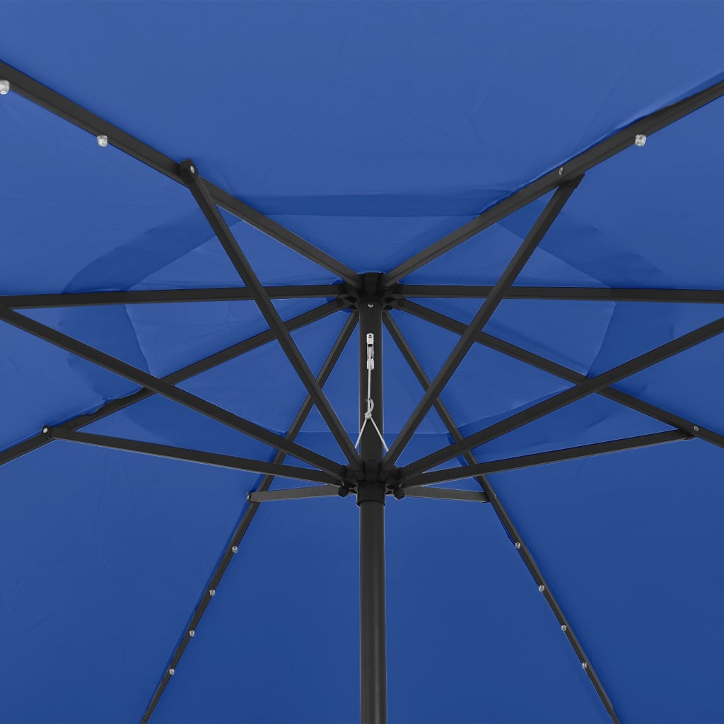 Umbrelă de soare de grădină cu LED-uri, albastru azuriu, 400 cm GartenMobel Dekor